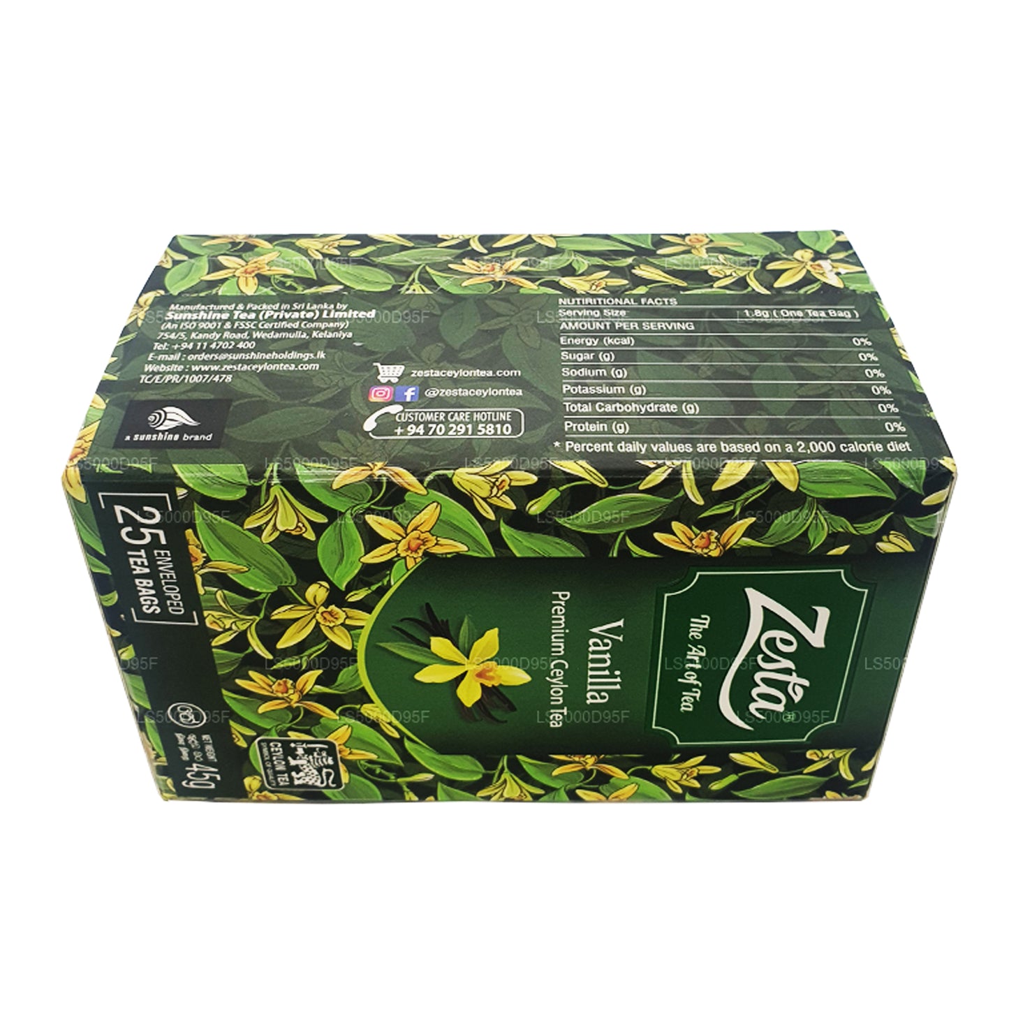 شاي زيستا فانيلا الأسود (45 جم) 25 كيس شاي