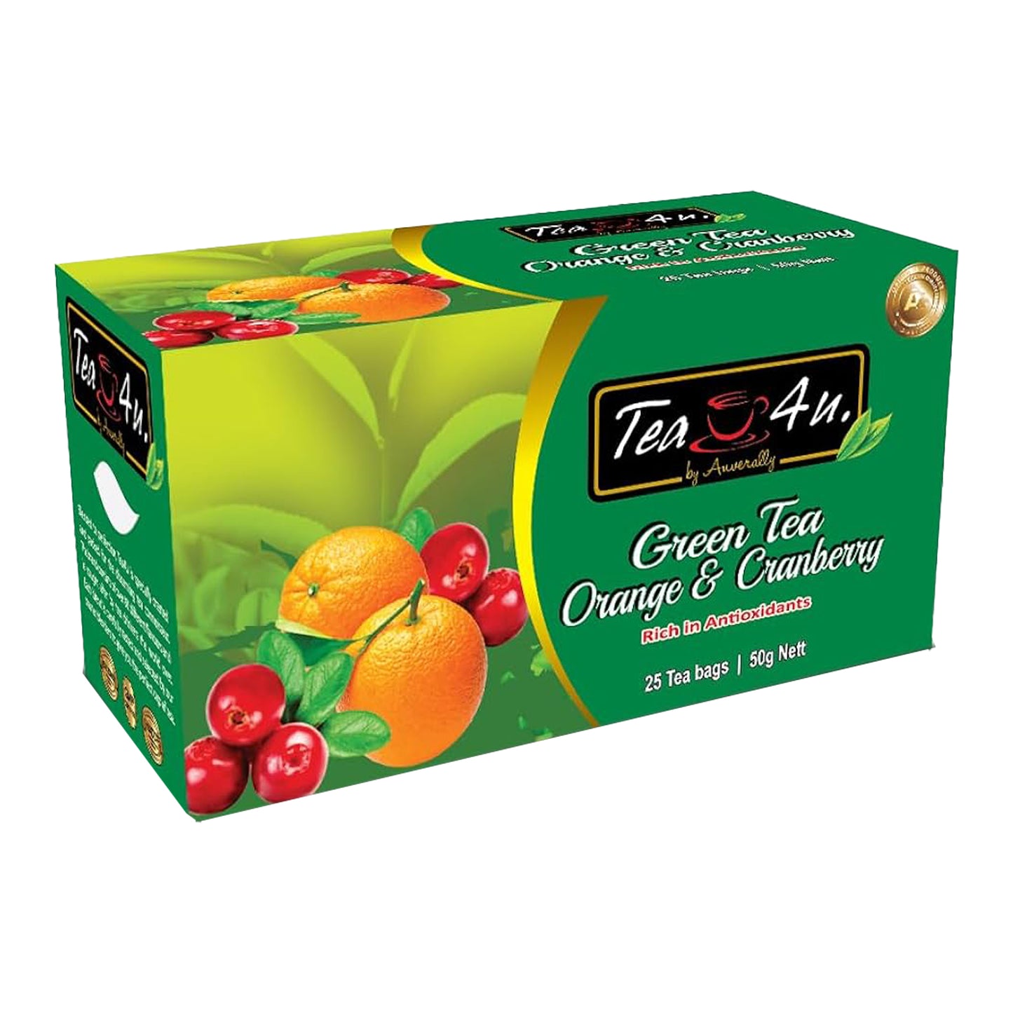 Tea4U الشاي الأخضر بالبرتقال والتوت البري (50 جم) 25 كيس شاي