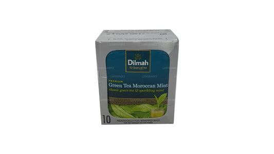 شاي ديلما الأخضر المغربي الفاخر بالنعناع (20 جرام) مغلف بشكل فردي بـ 10 أكياس شاي