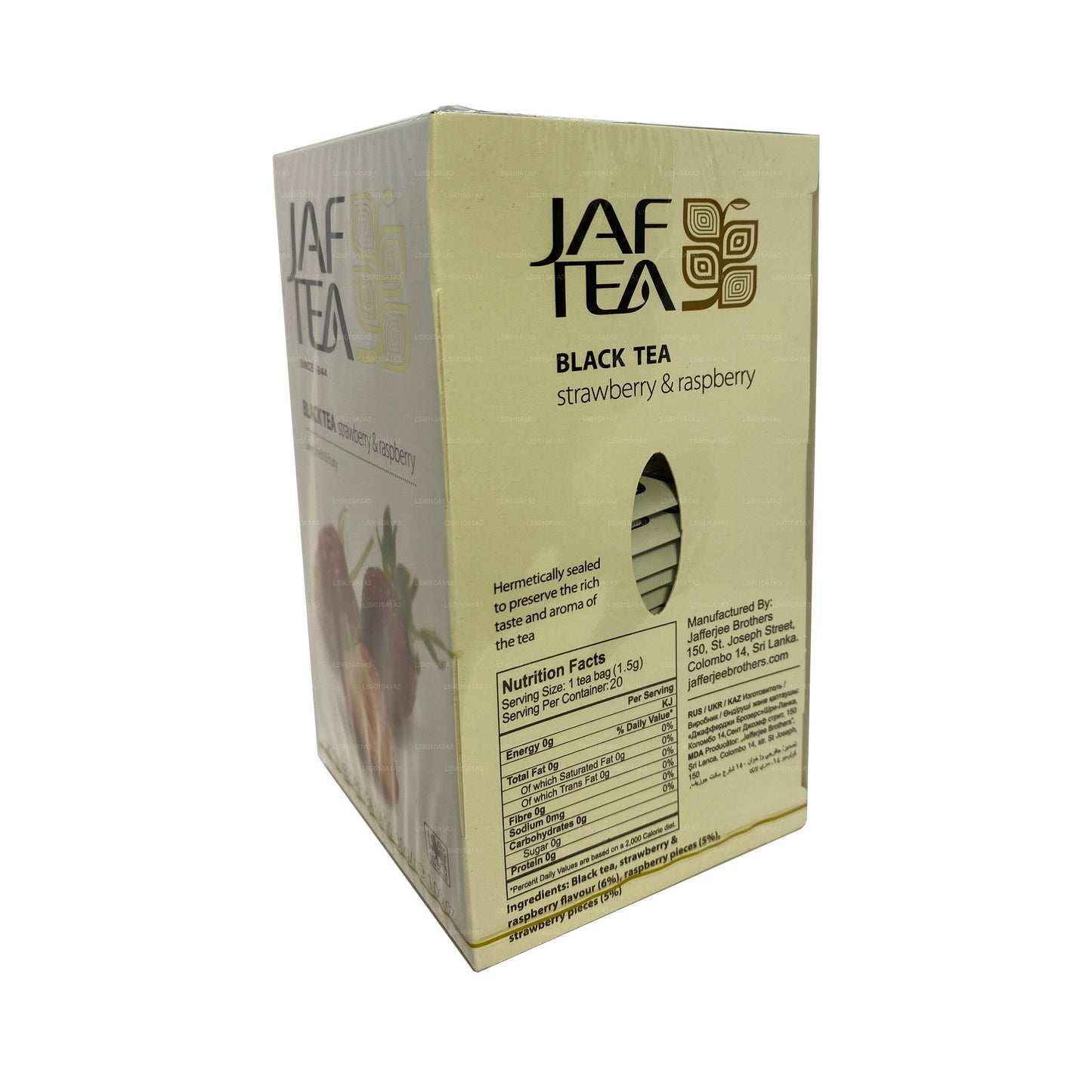 مجموعة Jaf Tea Pure Fruits من مجموعة الشاي الأسود والفراولة والتوت (30 جم) 20 كيس شاي