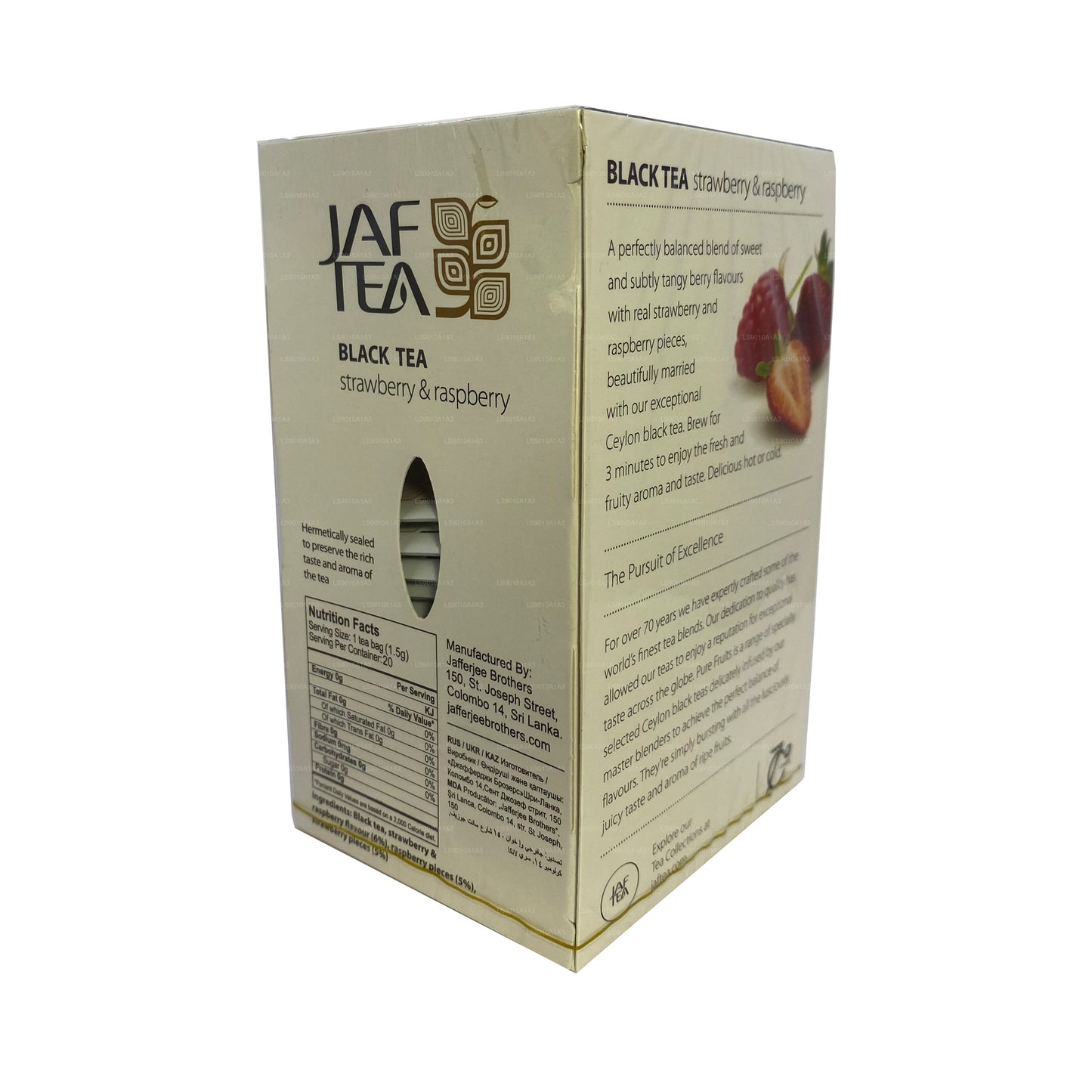 مجموعة Jaf Tea Pure Fruits من مجموعة الشاي الأسود والفراولة والتوت (30 جم) 20 كيس شاي