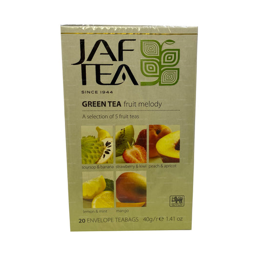 مزيج الشاي الأخضر النقي من Jaf Tea - مزيج الشاي الأخضر والفواكه (40 جم) 20 كيس شاي