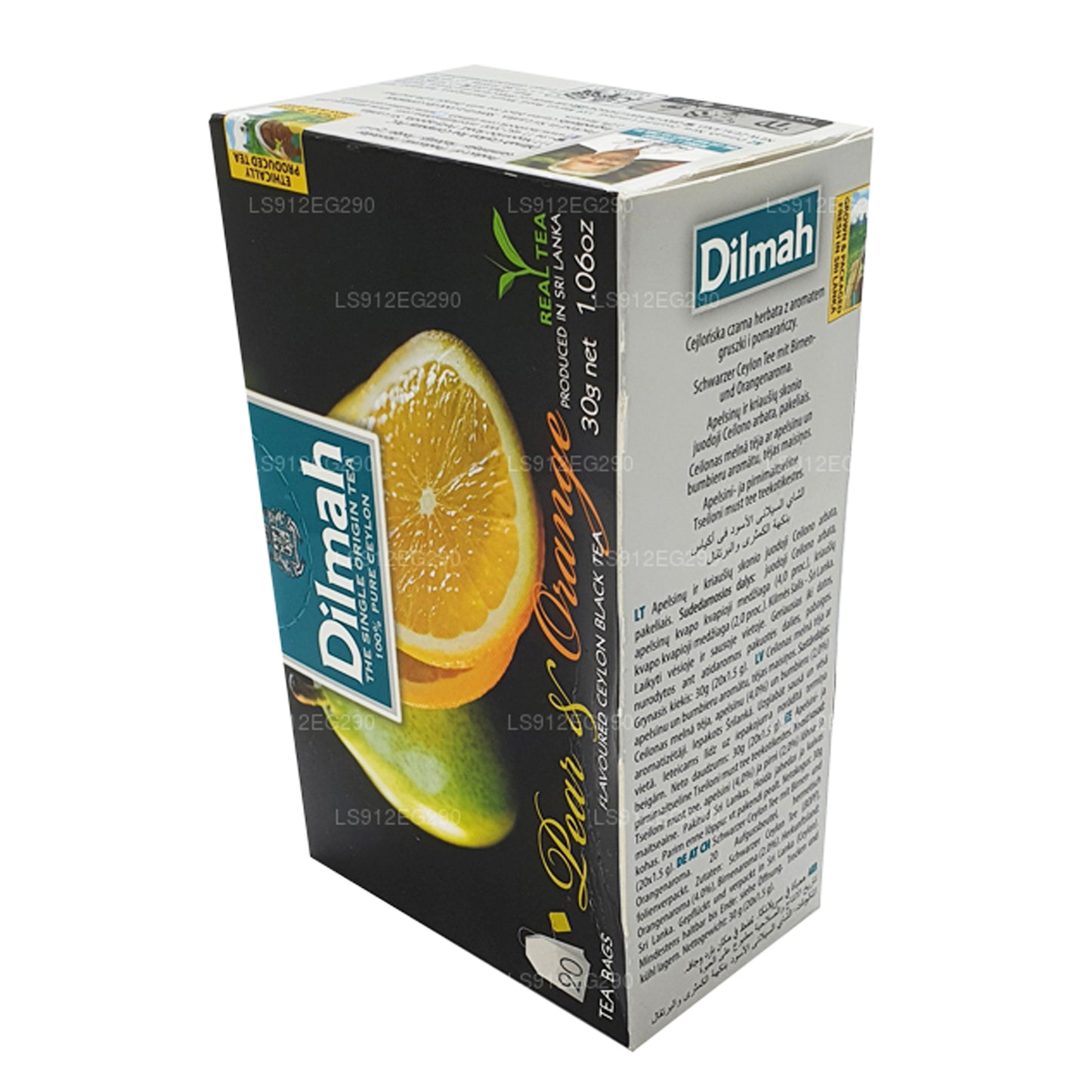 شاي السيلاني الأسود بنكهة الكمثرى والبرتقال من ديلما (30 جم) 20 كيس شاي