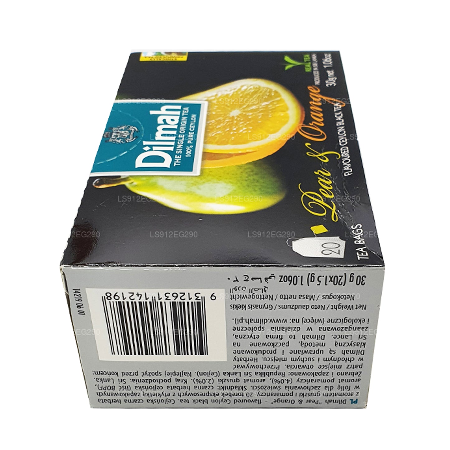 شاي السيلاني الأسود بنكهة الكمثرى والبرتقال من ديلما (30 جم) 20 كيس شاي