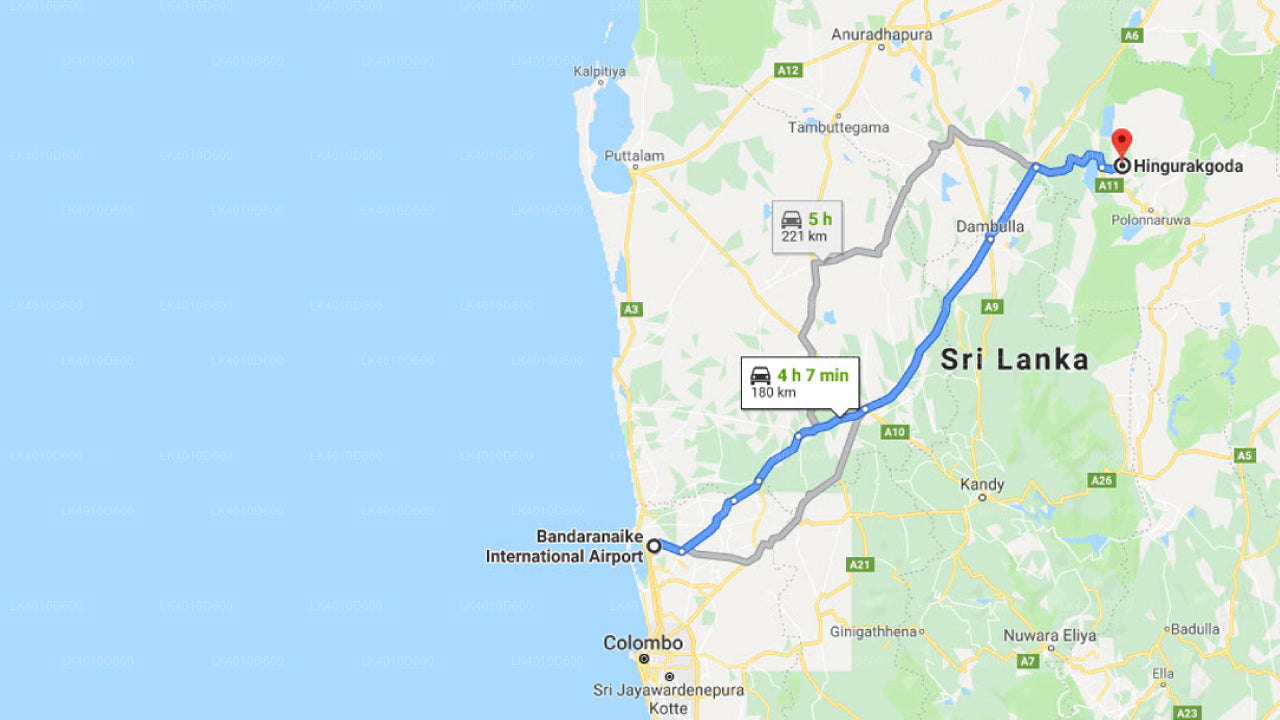 Colombo Airport (CMB) to Hingurakgoda City Private Transfer