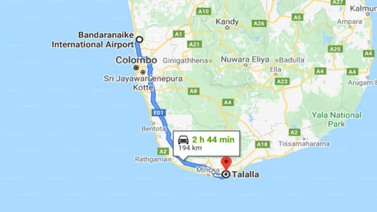 Transfer between Colombo Airport (CMB) and Surya Lanka Ayurveda Beach Resort, Talalla