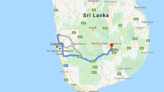 Transfer between Colombo Airport (CMB) and Mountain Heavens, Ella