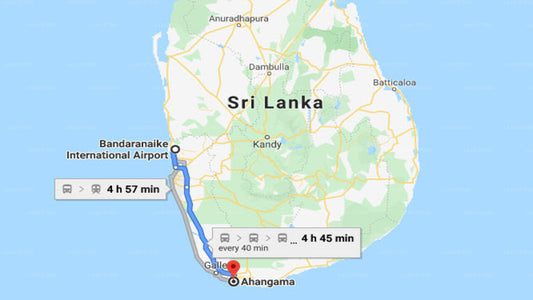 Transfer between Colombo Airport (CMB) and Azure Beach Villa, Ahangama