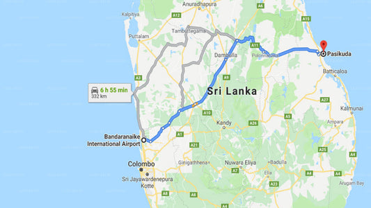 Transfer between Colombo Airport (CMB) and Marina Beach, Pasikuda