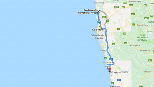 Transfer between Colombo Airport (CMB) and Hotel Garden Beach, Kosgoda