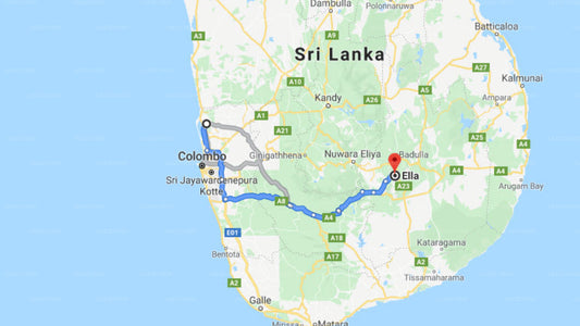 Transfer between Colombo Airport (CMB) and Ella Okreech Cottages, Ella