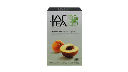 مجموعة Jaf Tea Pure Green من الشاي الأخضر بالخوخ والمشمش (40 جم) 20 كيس شاي