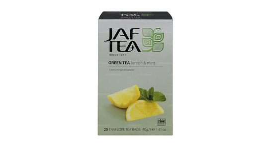 أكياس شاي مغلفة بالليمون الأخضر والنعناع من مجموعة Jaf Tea Pure Green Collection (40 جم)