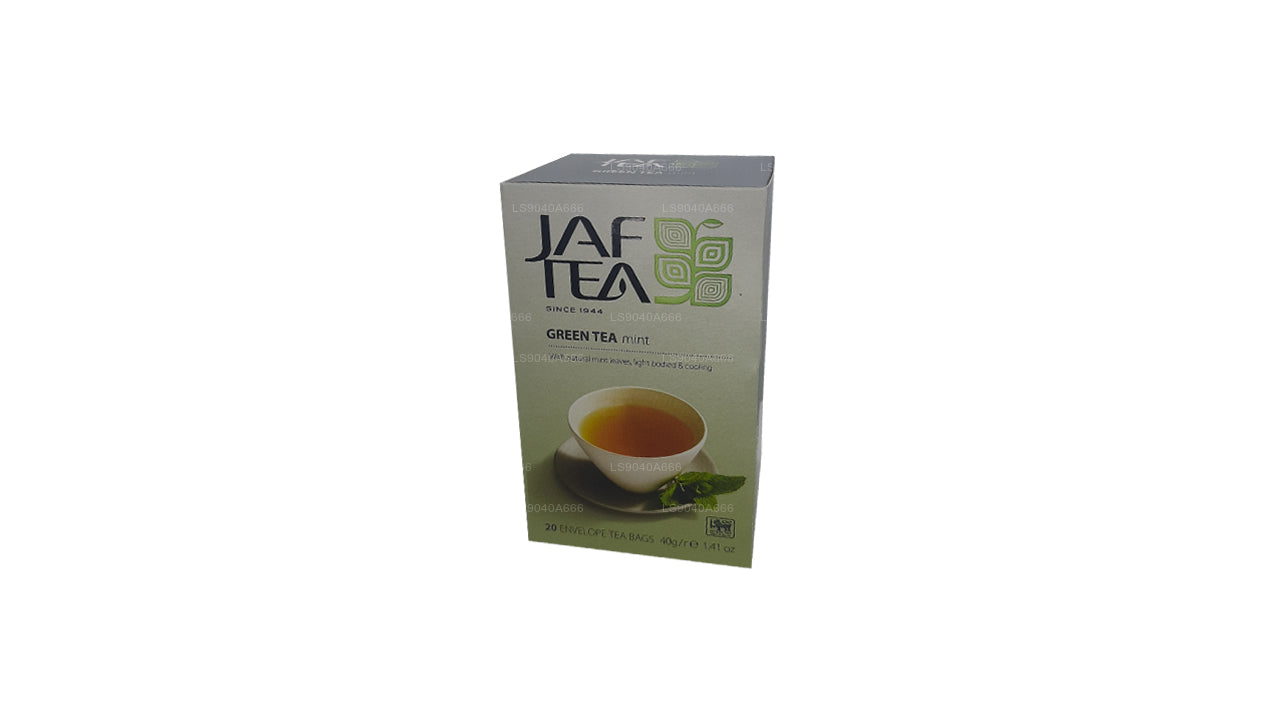 أكياس شاي مغلفة برقائق النعناع من مجموعة Jaf Tea Pure Green Collection (40 جم)